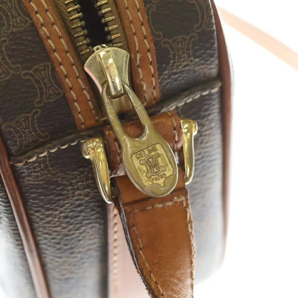 CELINE Macadam Shoulder Bag Brown Leather - Picture 5 of 6
